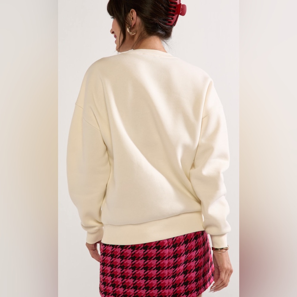 New Francesca’s Love Long Sleeve Embroidered Sweatshirt - Picture 4 of 6